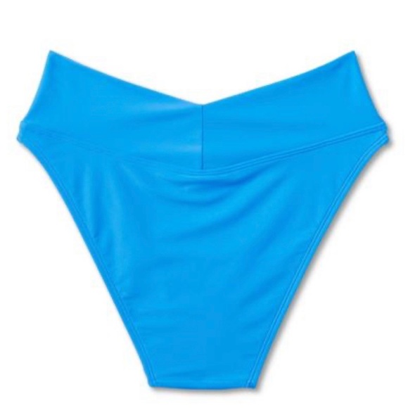 WILD FABLE WOMENS CROSSOVER HIGH LEG CHEEKY MID-RISE BIKINI BOTTOMS BLUE NWT - Picture 2 of 9